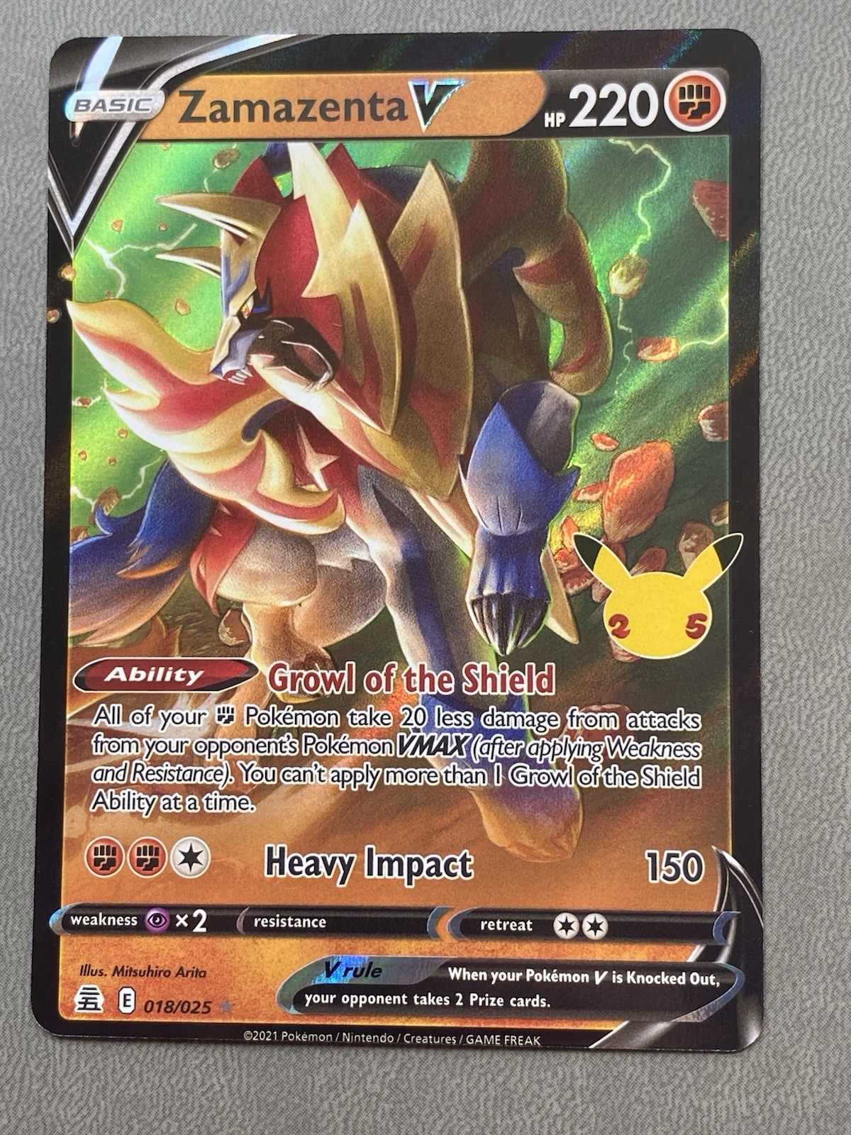 Zamazenta V Holo Ultra Rare Celebrations 018/025 NM