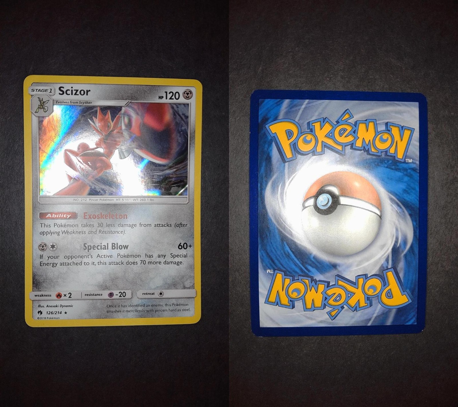 Scizor 126/214 Holo Rare Lost Thunder Pokemon Lightly Played