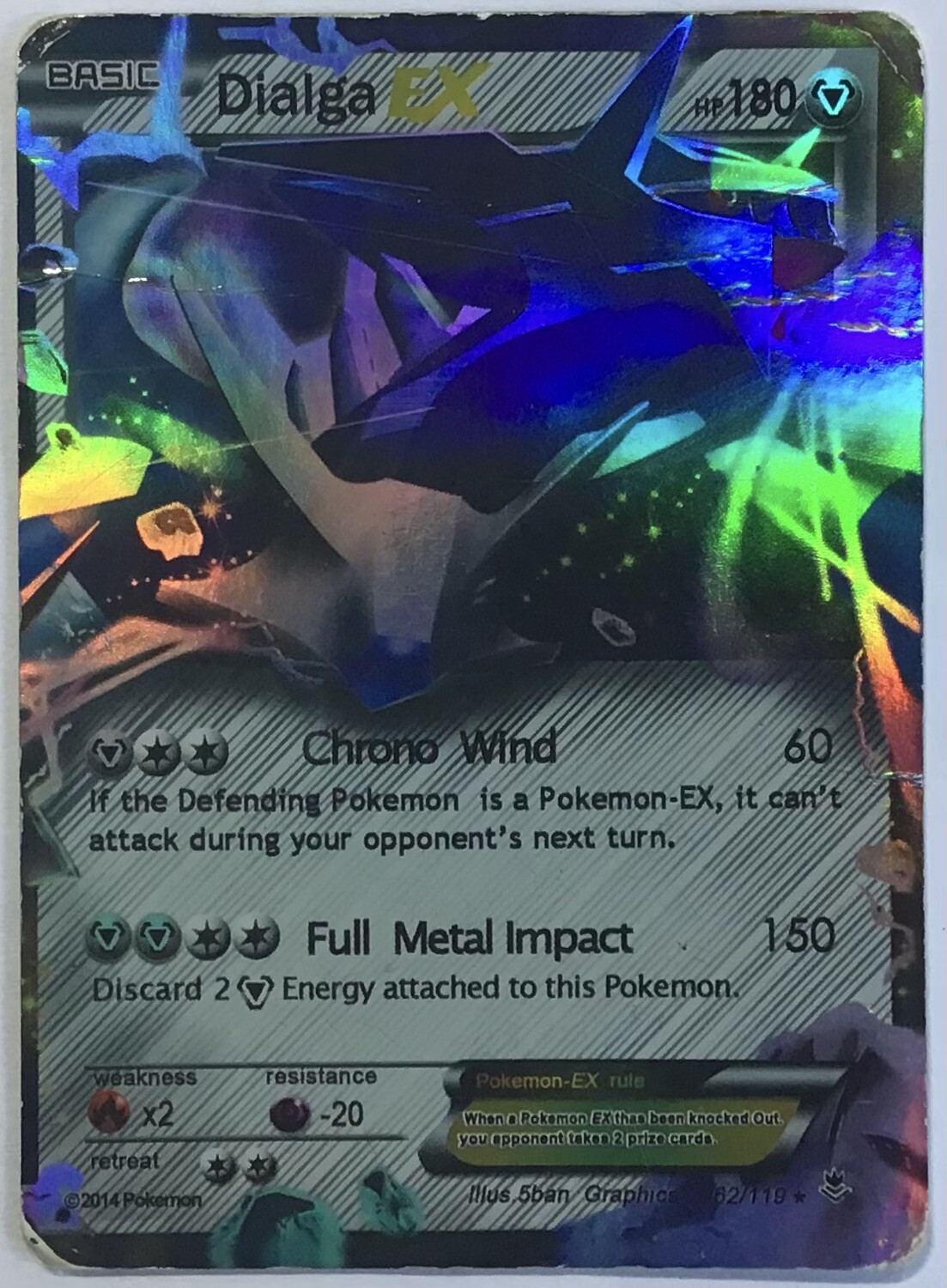 POKEMON CARD in English Dialga EX Spectral Strength 62/119 Medium Condition