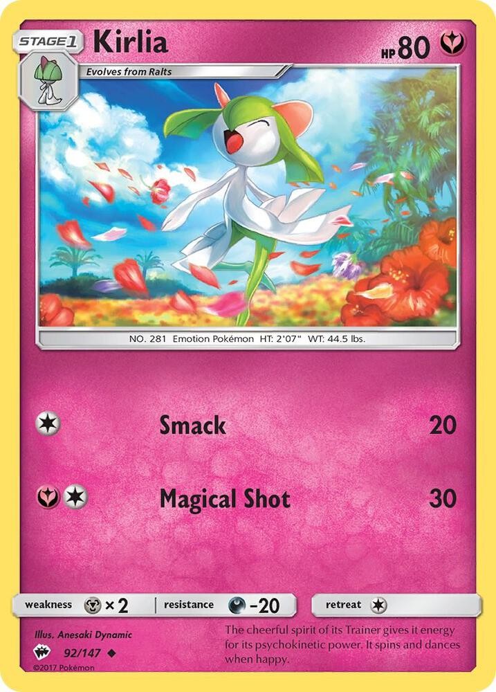 Kirlia 92/147 SM – Burning Shadows NM Pokémon TCG