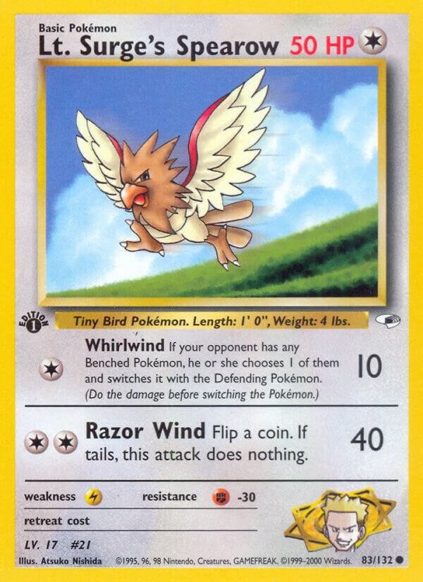 Lt. Surge’s Spearow (83) Unlimited Common Gym Heroes 083/132 LP