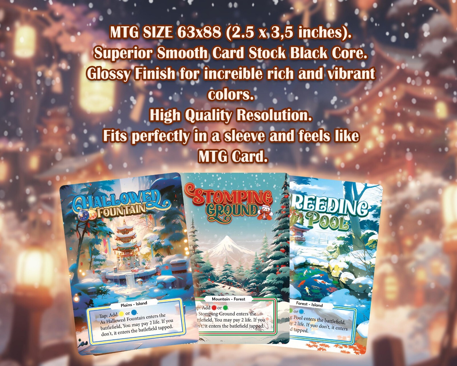 Shock Lands Christmas Edition – 10x MTG Custom Cards Age Full Art