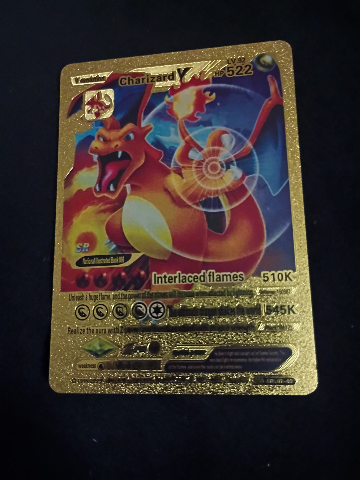 Charizard V HP522 Interlaced Flames Gold Foil Fan Art Card