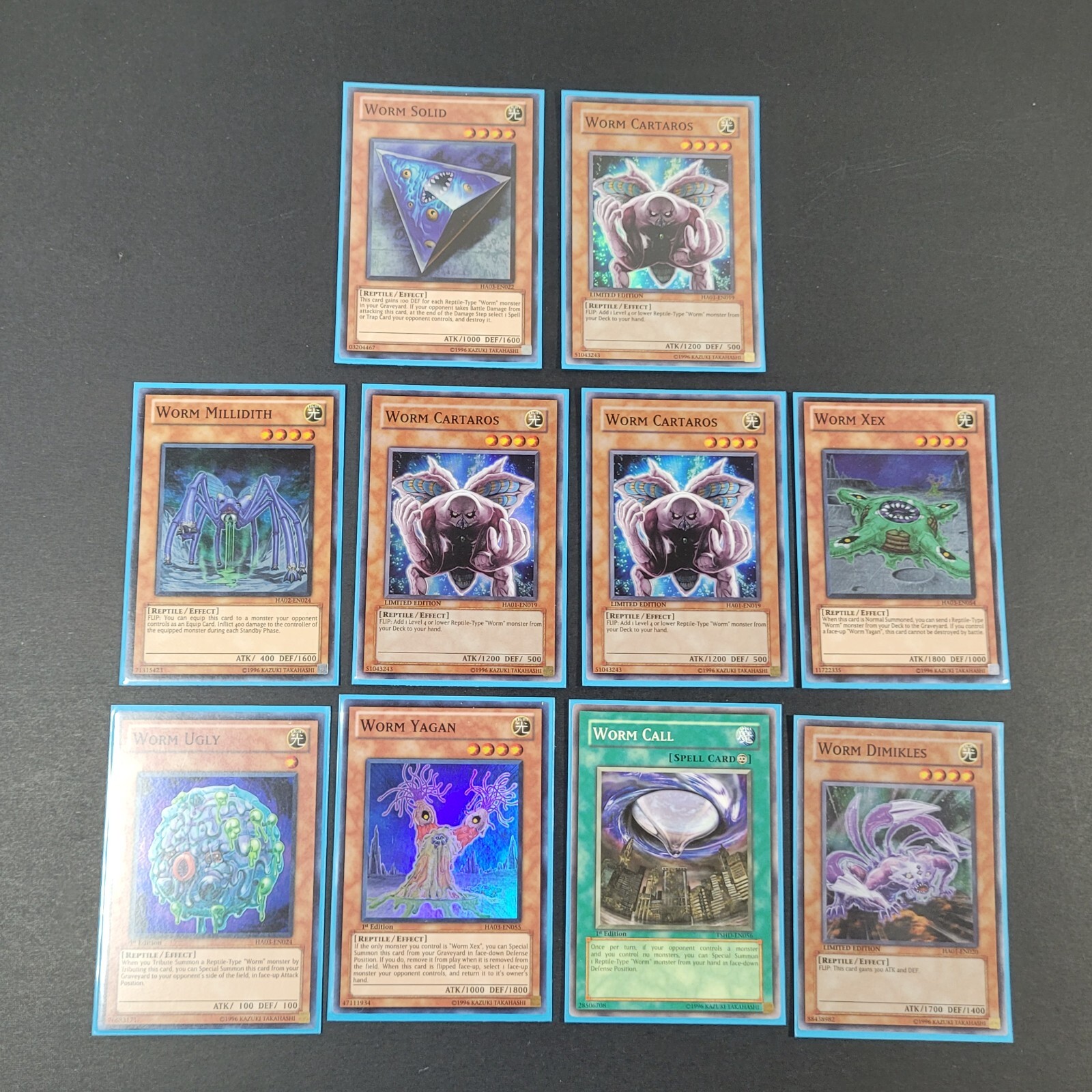 Yugioh TCG – 10x Worm – Small Collection Lot – Includes Rare – 1st + Limited NM