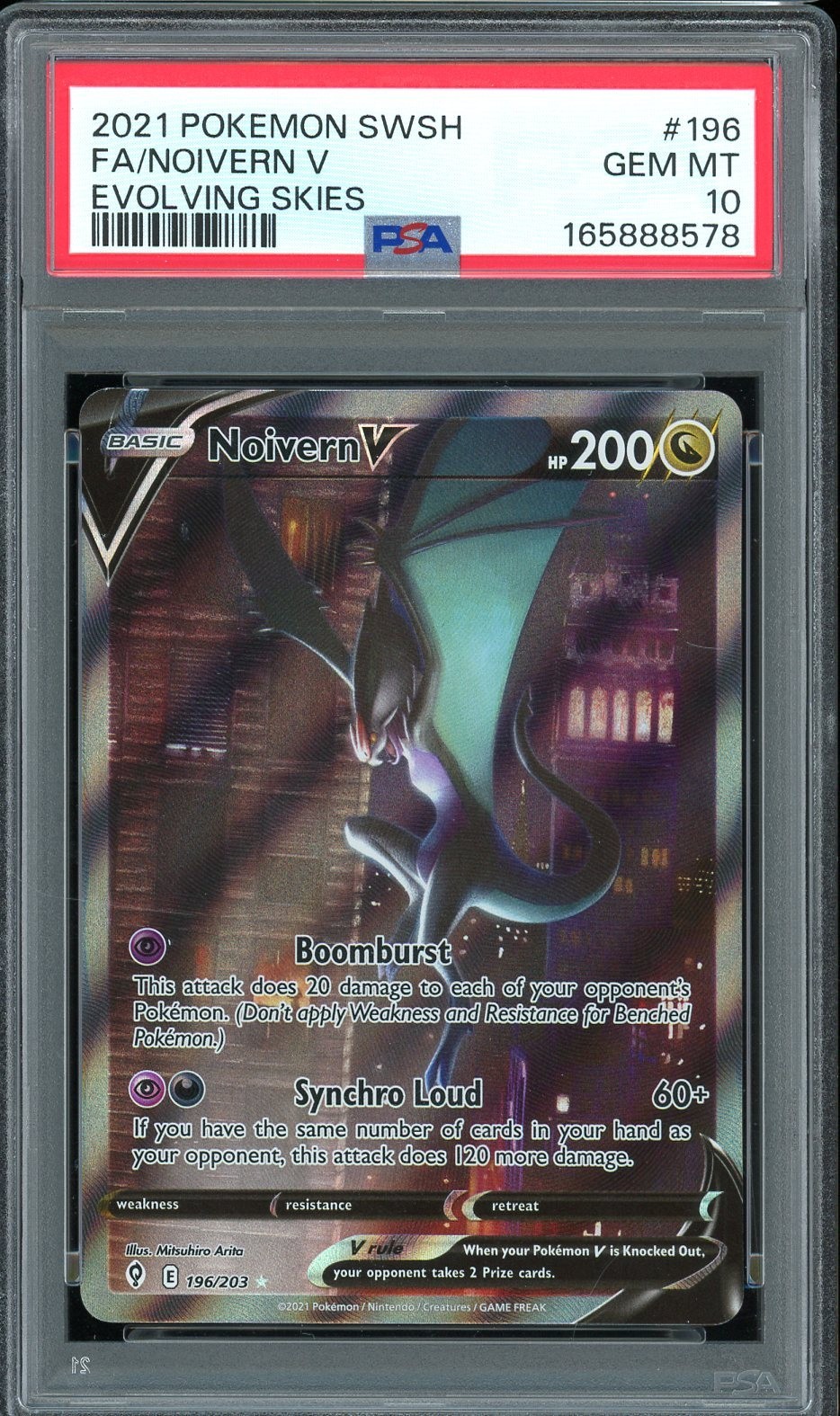 2021 Pokemon SWSH Evolving Skies #196 Noivern V Alternate Art PSA 10