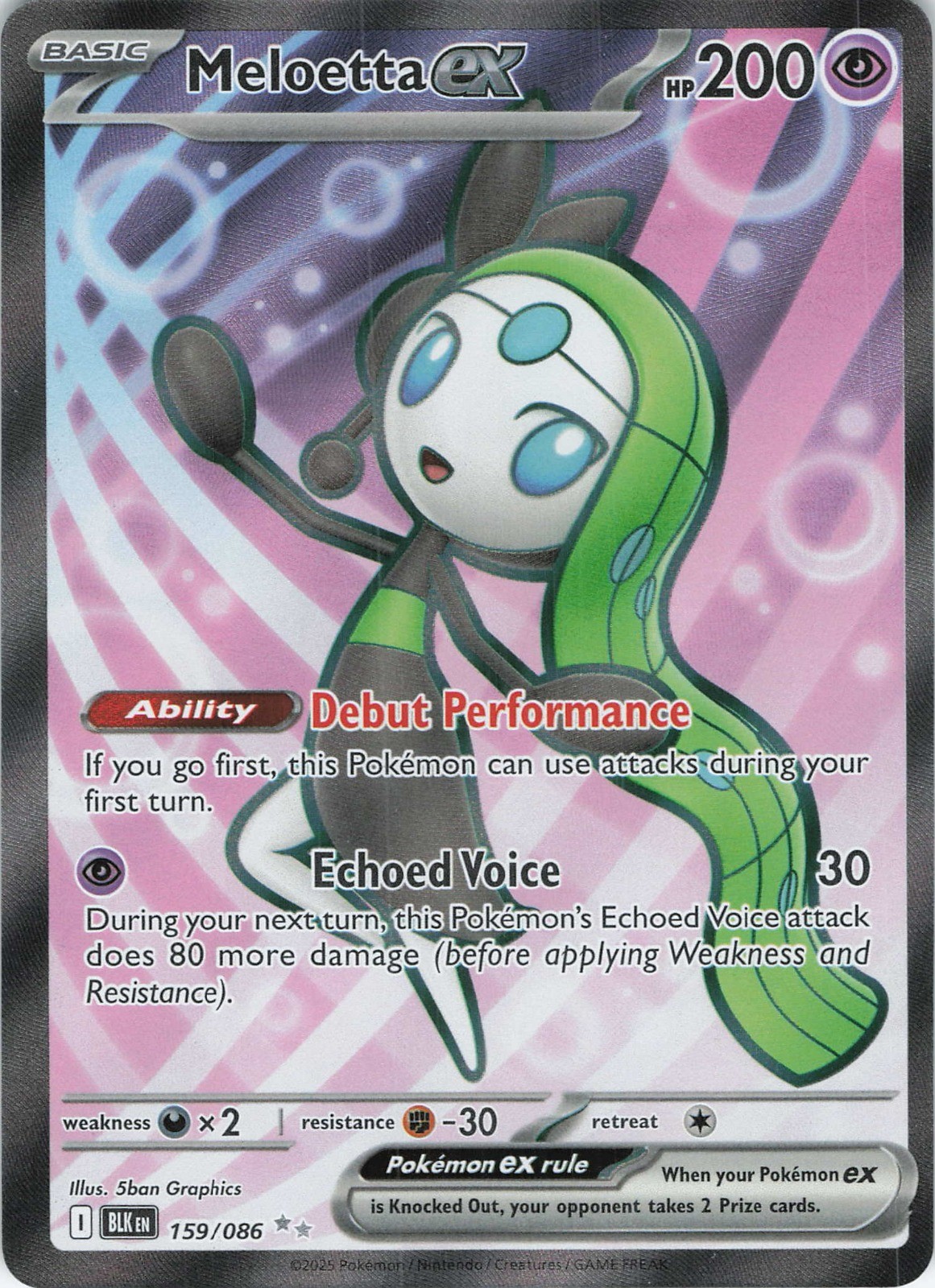 Meloetta ex Holo Ultra Rare SV: Black Bolt 159/086 NM