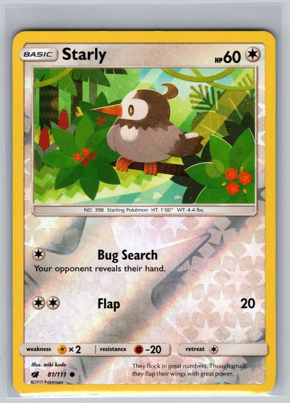 Starly 81/111 Common Crimson Invasion Pokemon Reverse Holo Near Mint