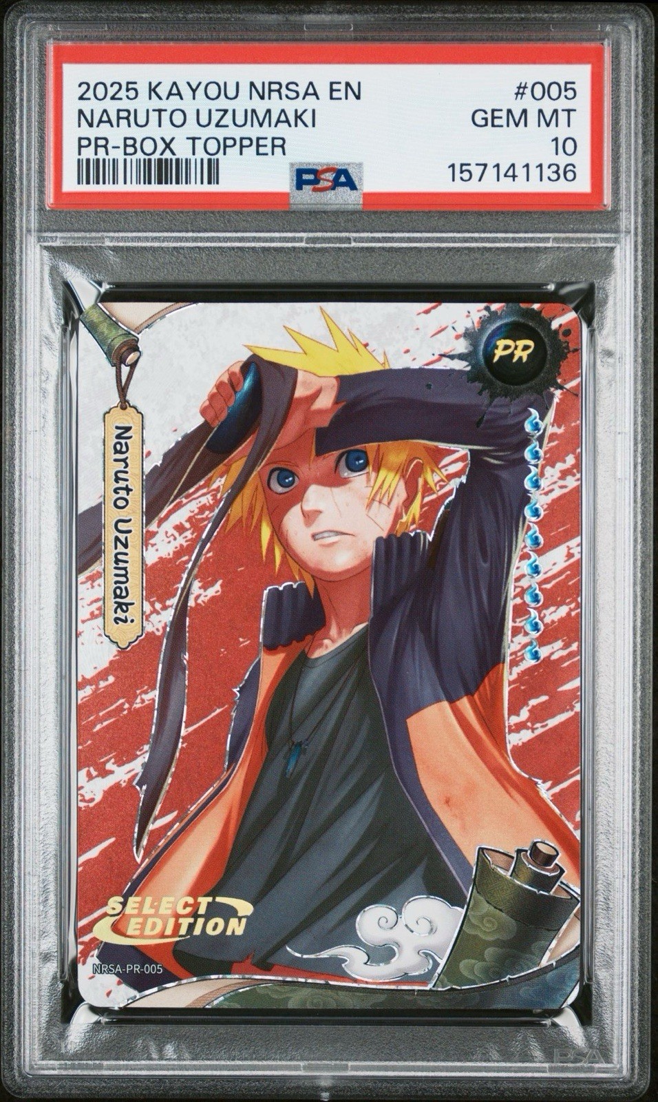 2025 KAYOU NARUTO SMRITI US EXCLUSIVE-BOX TOPPER #005 NARUTO UZUMAKI PSA 10