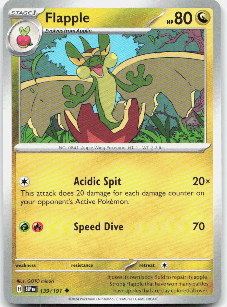 Flapple 139/191 Uncommon Surging Sparks Pokemon Near Mint