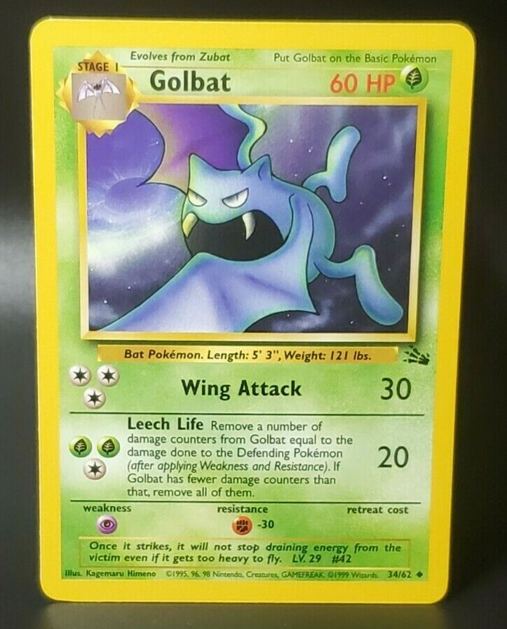 Golbat 34/62 – Fossil – Uncommon Pokemon Card – Light Play (LP)