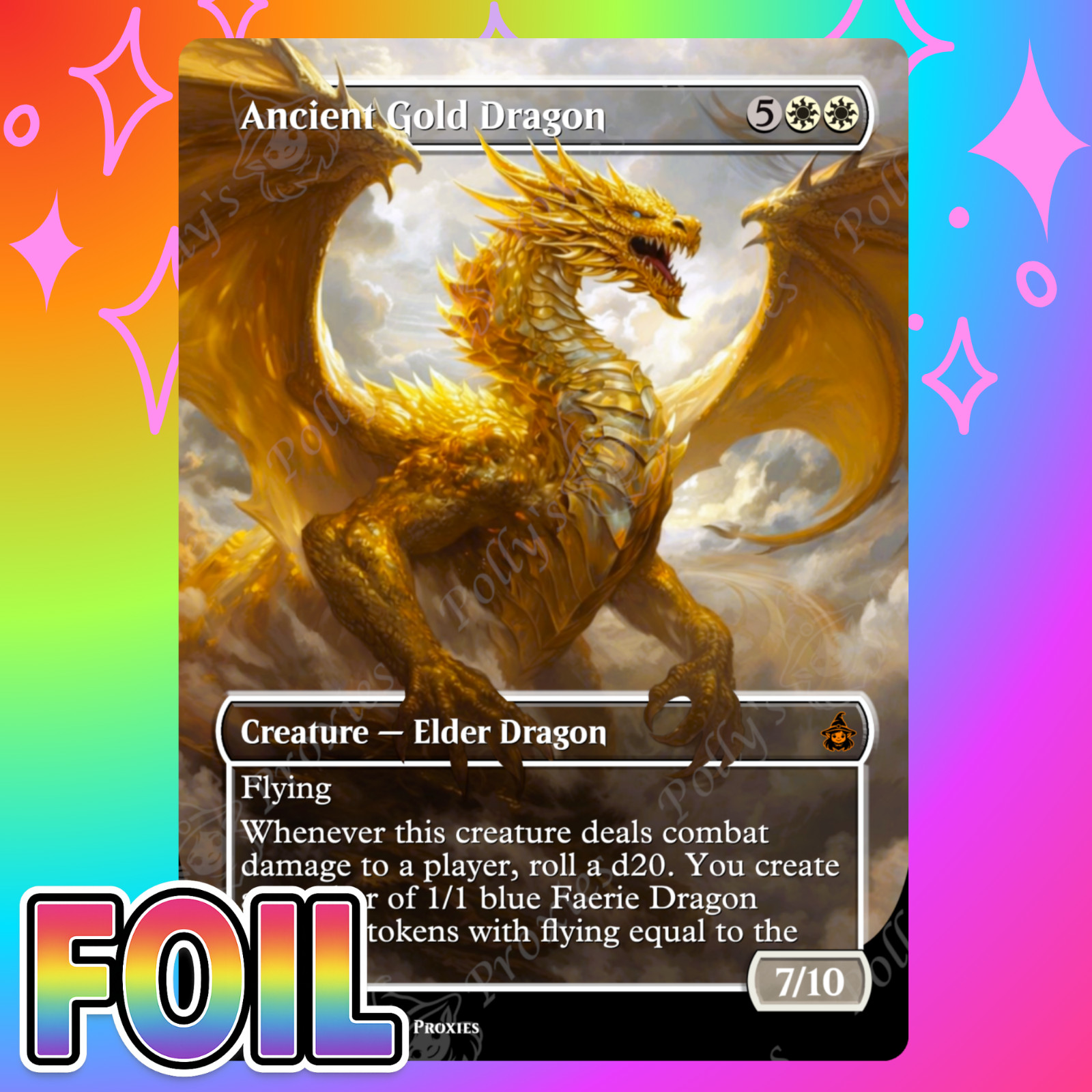 Ancient Gold Dragon FOIL Proxy Card with Custom Fantasy Art Design