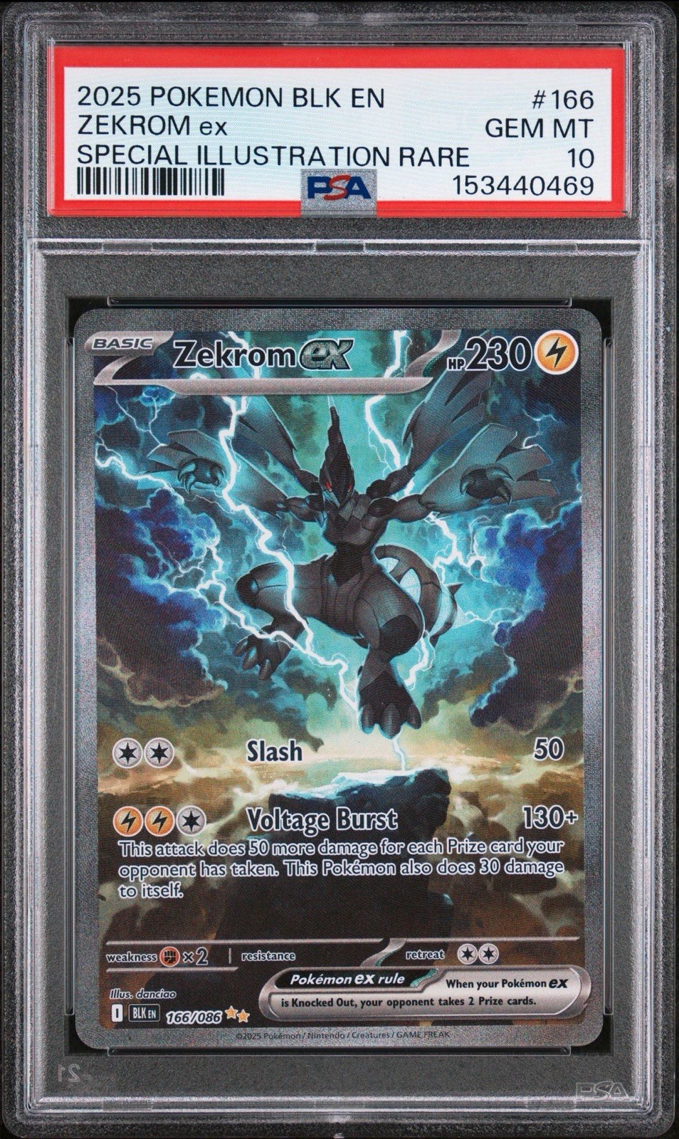 2025 POKEMON BLK ENBLACK BOLT SPECIAL ILLUSTRATION RARE 166 ZEKROM EX PS G2U