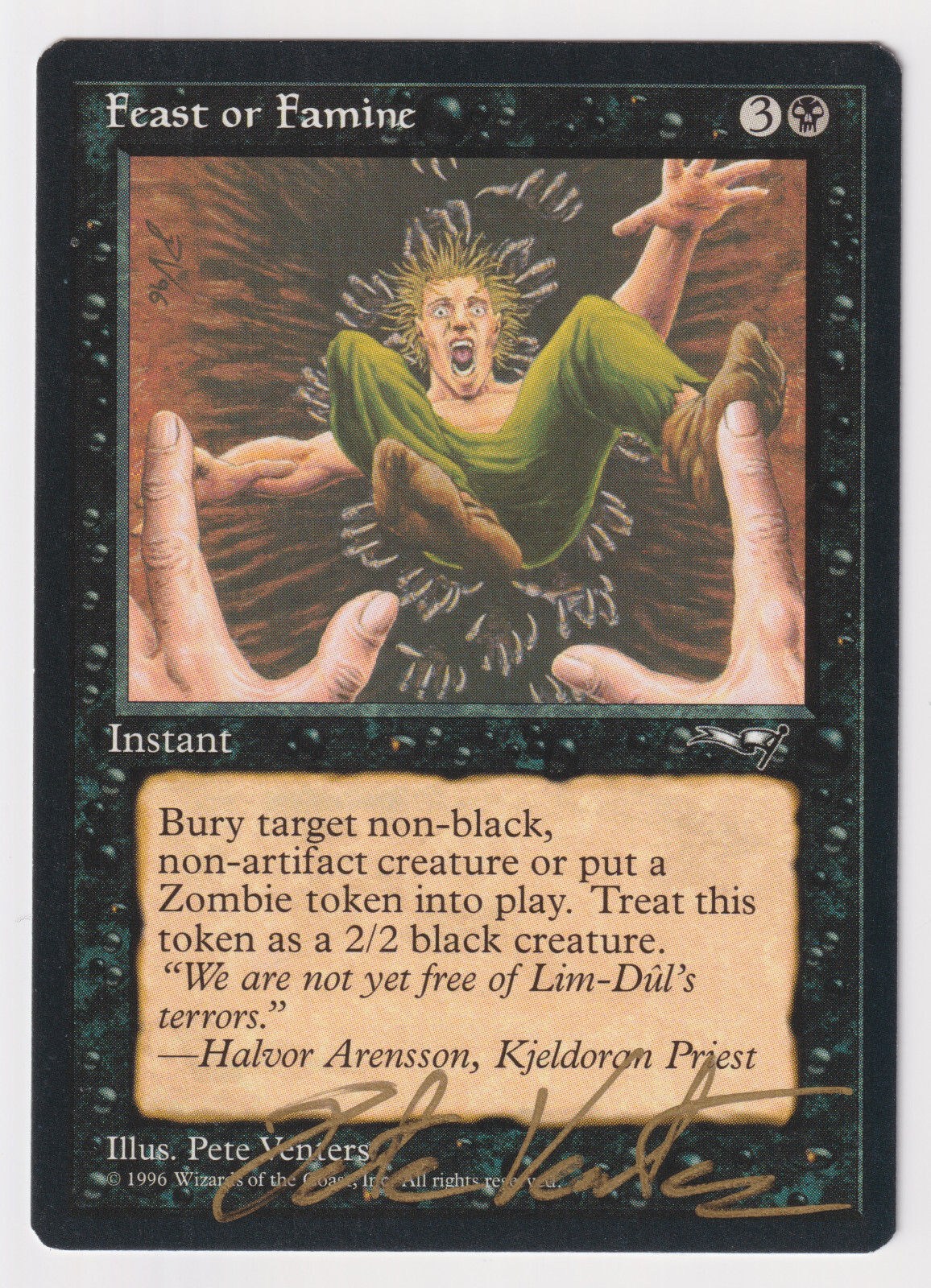 Gold Signed Feast or Famine NM Alliances Artist Pete Venters 1996 WOTC MTG Magic