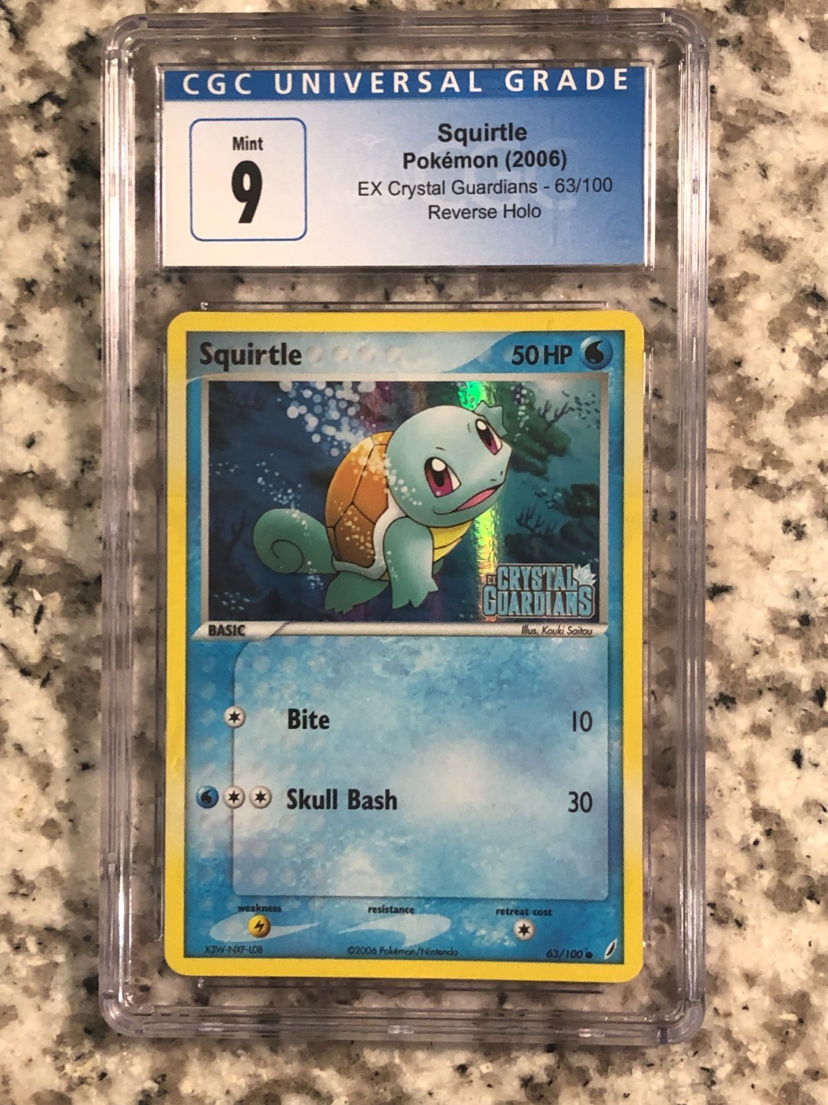 2006 Pokemon ex Crystal Guardians Squirtle Reverse Holo 63 CGC 9 Mint