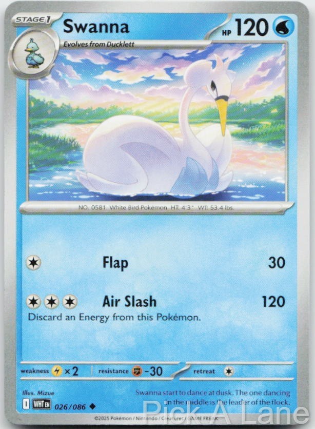 Swanna 026/086 Uncommon White Flare Pokemon Near Mint