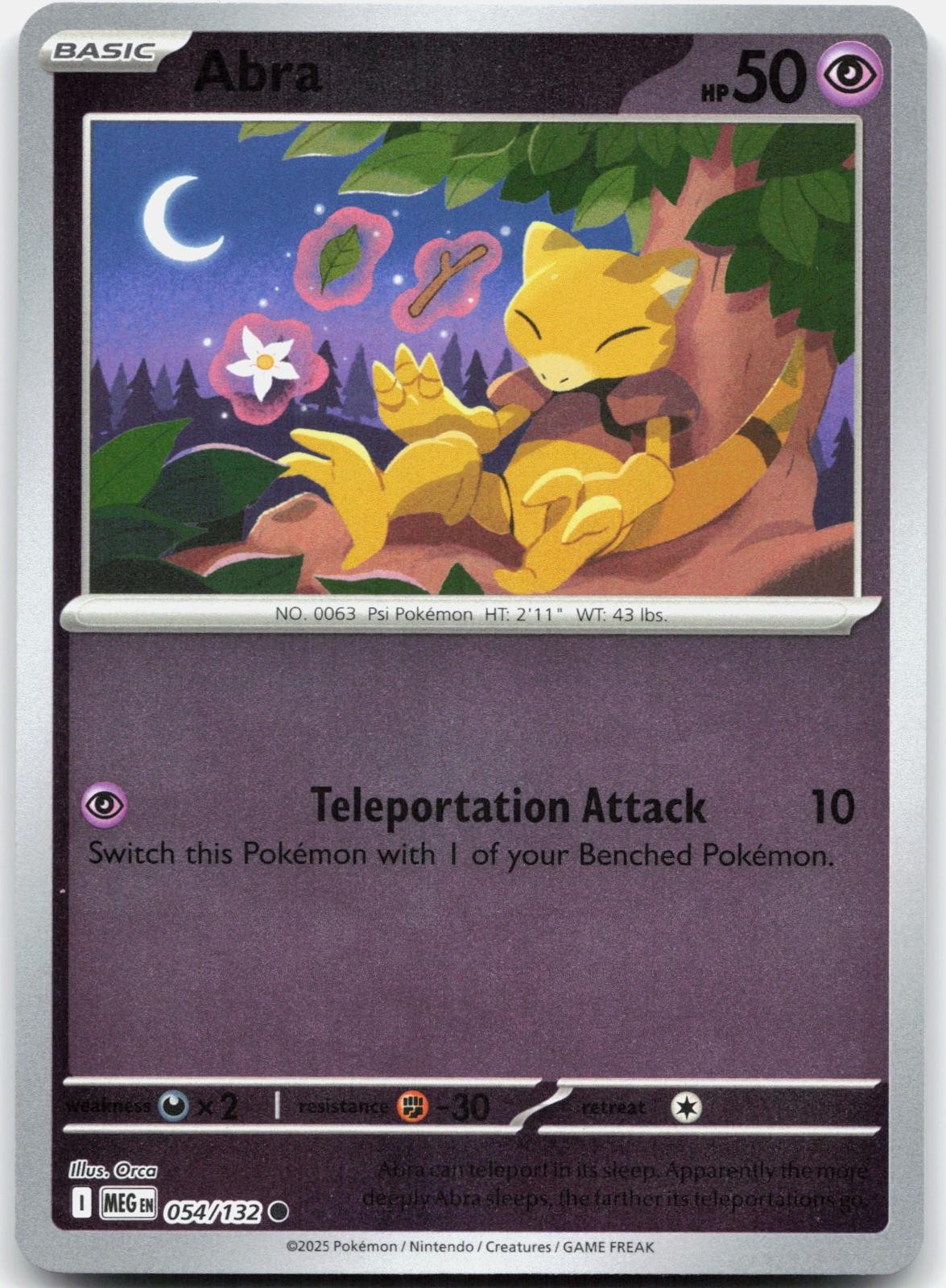 Abra 054/132 Common Mega Evolution Pokemon Near Mint
