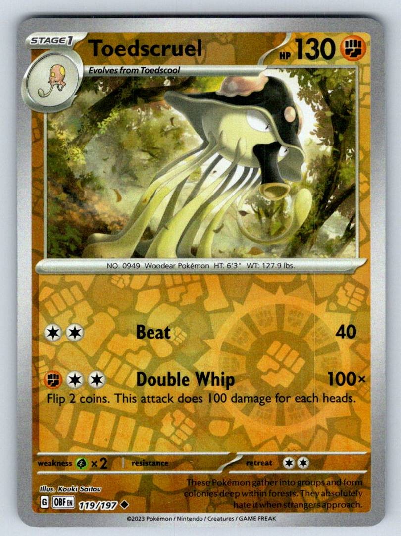 Toedscruel SV03: Obsidian Flames OBF 119/197 Reverse Holo NM