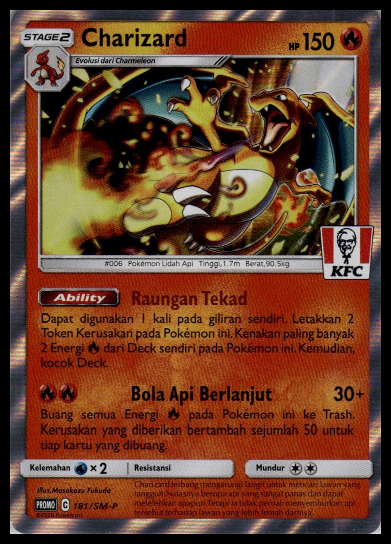 NM Charizard 181/SM-P | Pokemon KFC Stamped Promo Indonesian [US Seller]
