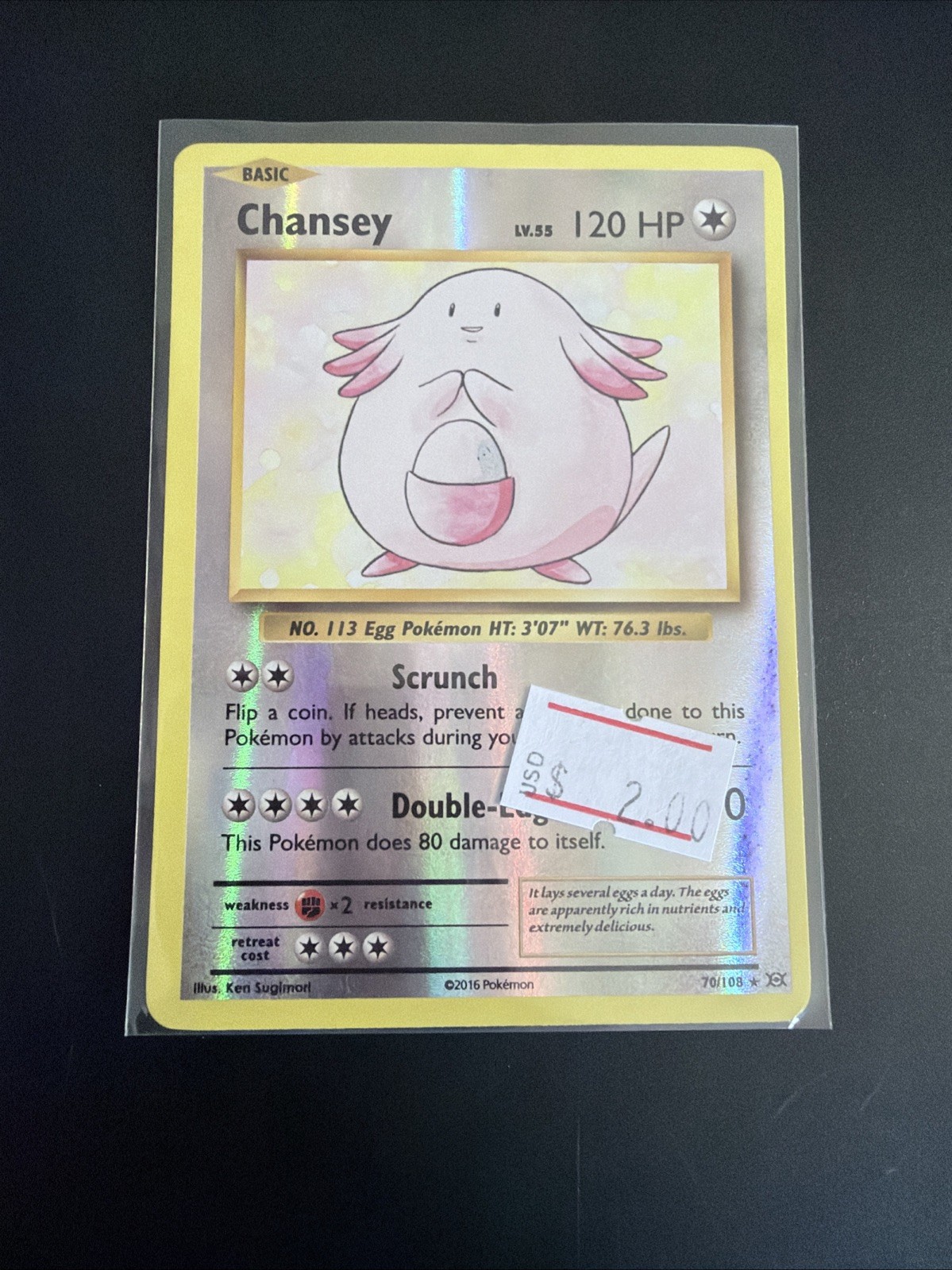 Pokémon TCG: Chansey 70/108 Reverse Holo XY Evolutions Rare Card
