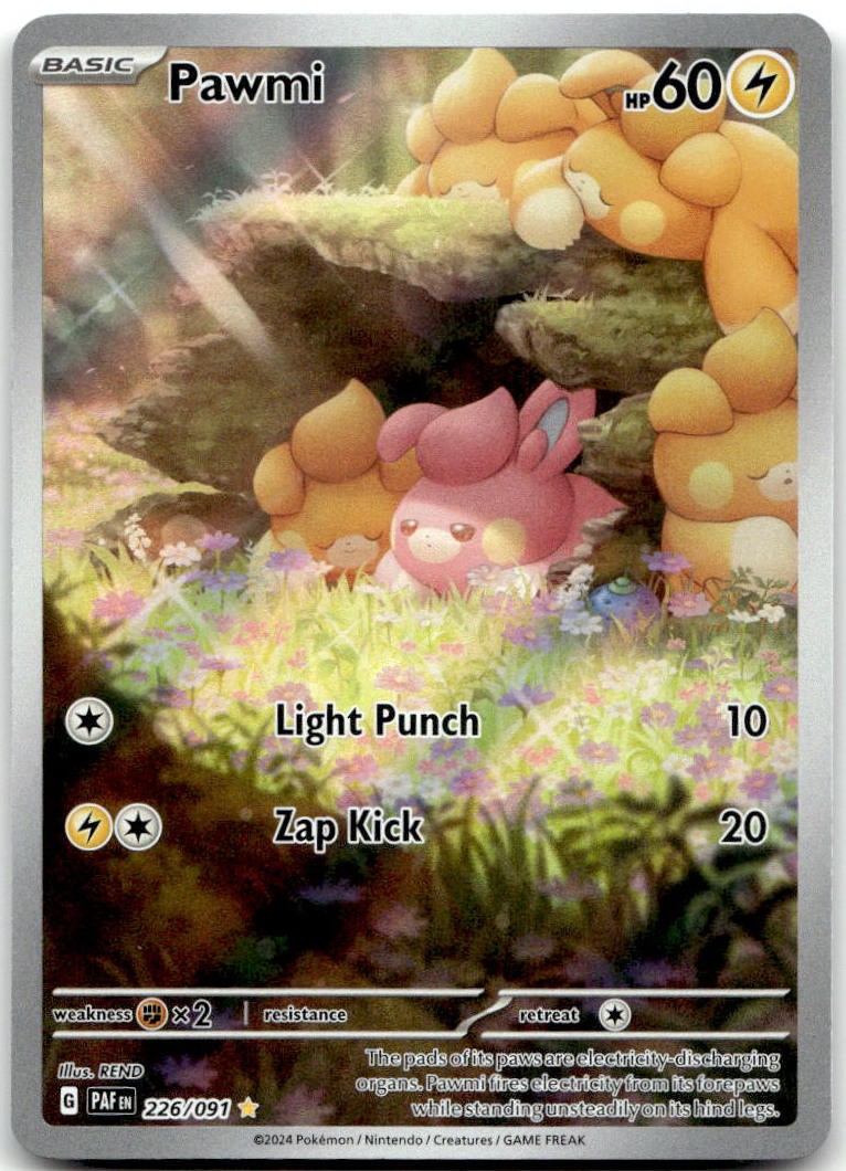 PAWMI 226/091 — NEAR MINT — ILLUSTRATION RARE PALDEAN FATES POKEMON HOLO —