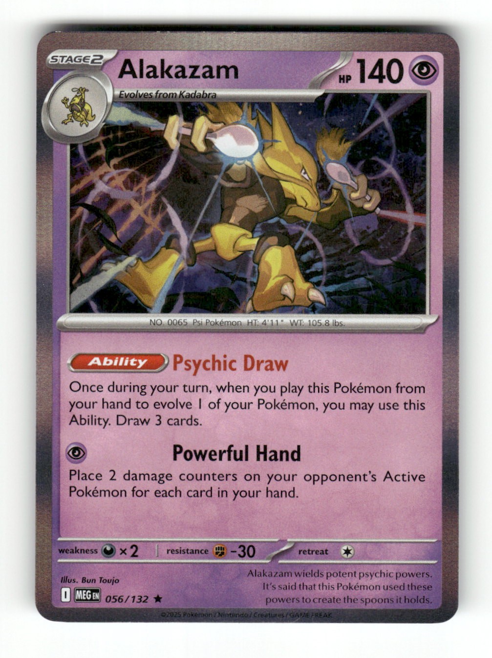 Alakazam 056/132 Rare Mega Evolution Pokemon Holo Lightly Played Bun Toujo