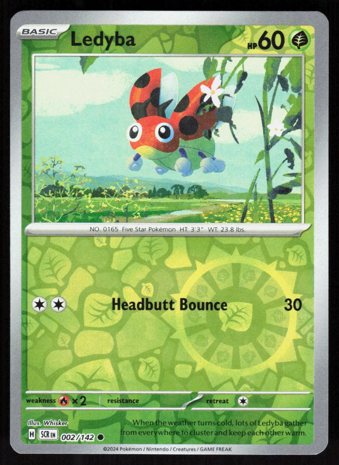 Ledyba 2/142 2024 Common Stellar Crown Pokemon Reverse Holo