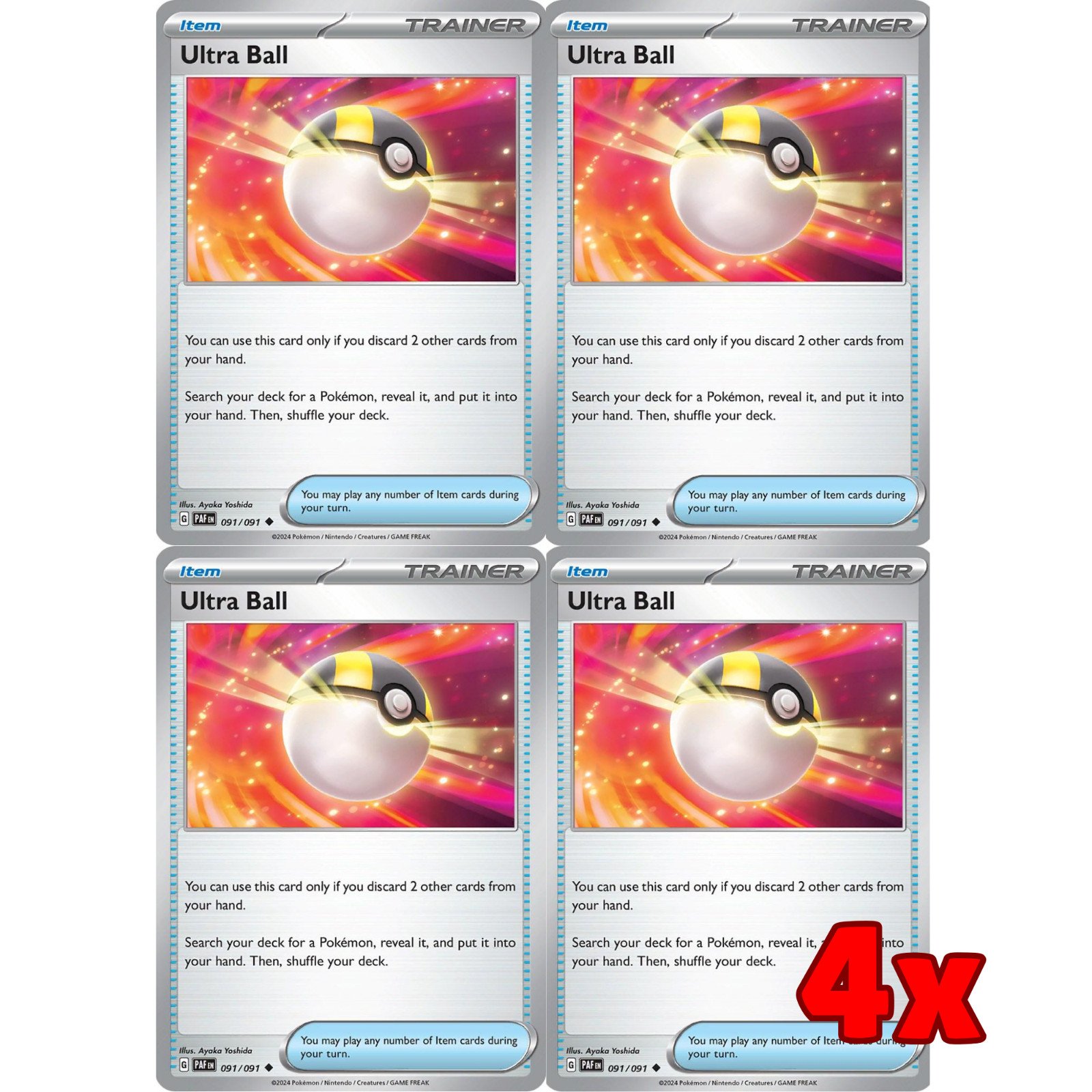 Pokémon TCG 4x Ultra Ball 091/091 Paldean Fates Playset NM