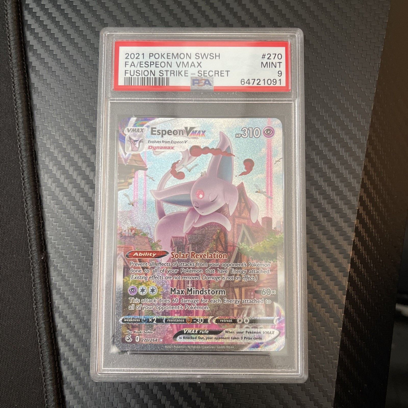 PSA 9 Espeon VMAX (Alternate Art Secret) 270/264 Swsh08: Fusion Strike Holo