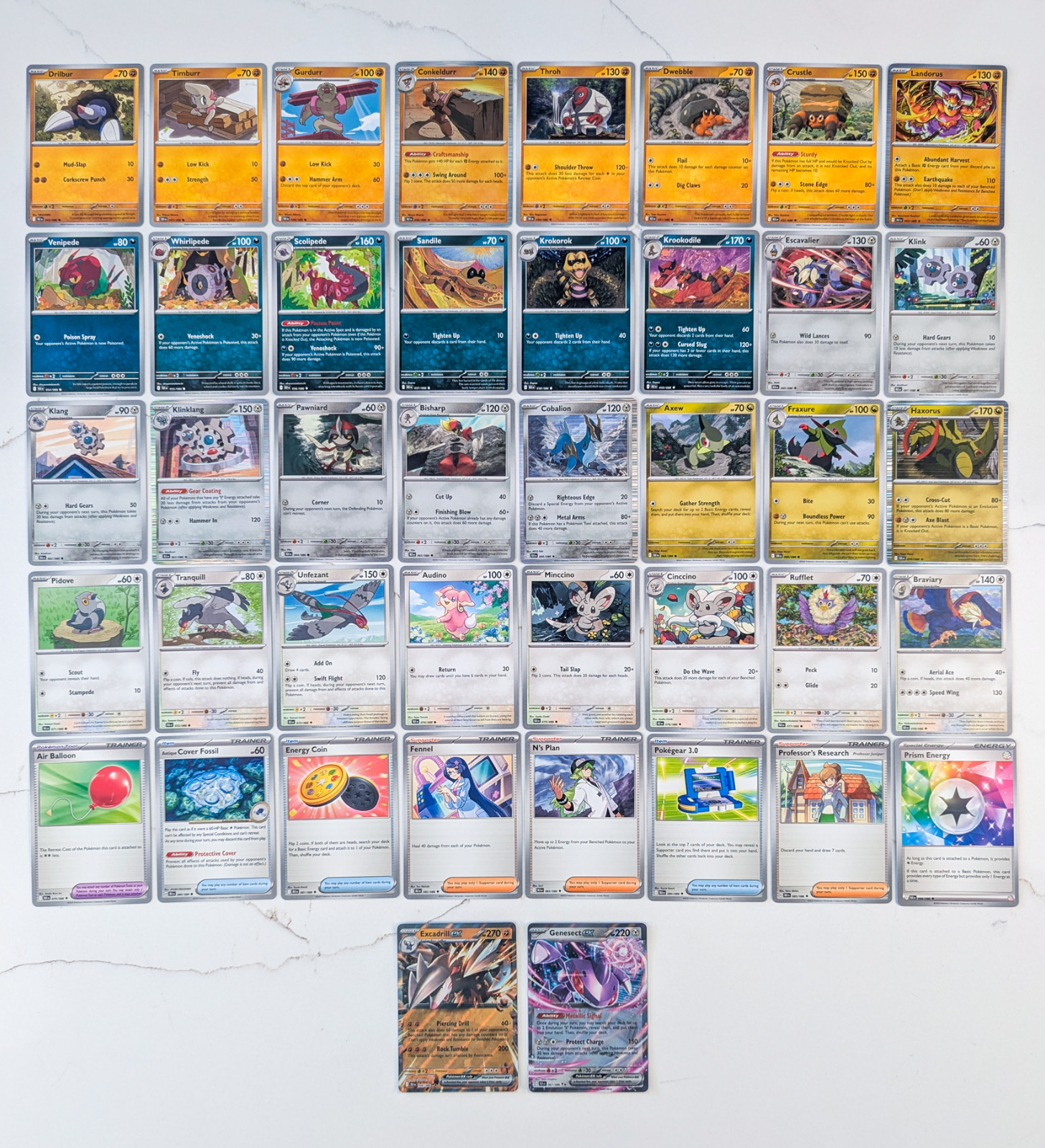 Pokemon Black Bolt – Complete Base Set – C/U/R/EX (86 Cards)