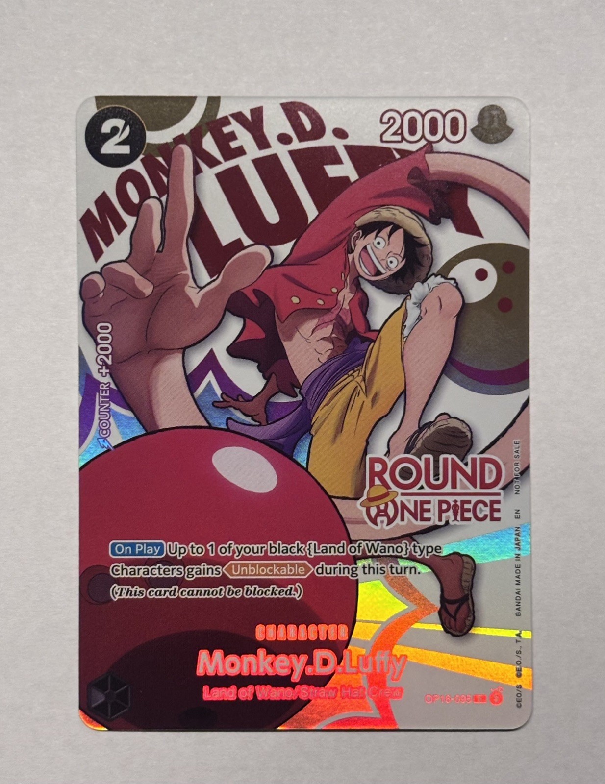 Monkey D. Luffy – Round 1 x One Piece Promo Card – OP16-095 – ENGLISH NM
