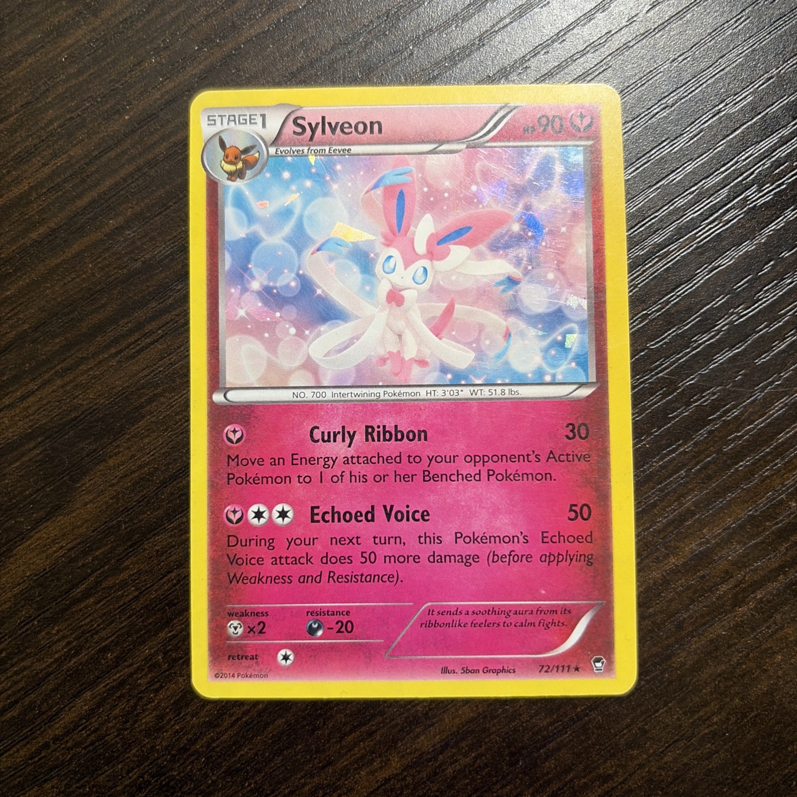 Pokémon TCG Sylveon Rare CRACKED ICE HOLO 72/111 XY Furious Fists Stage 1