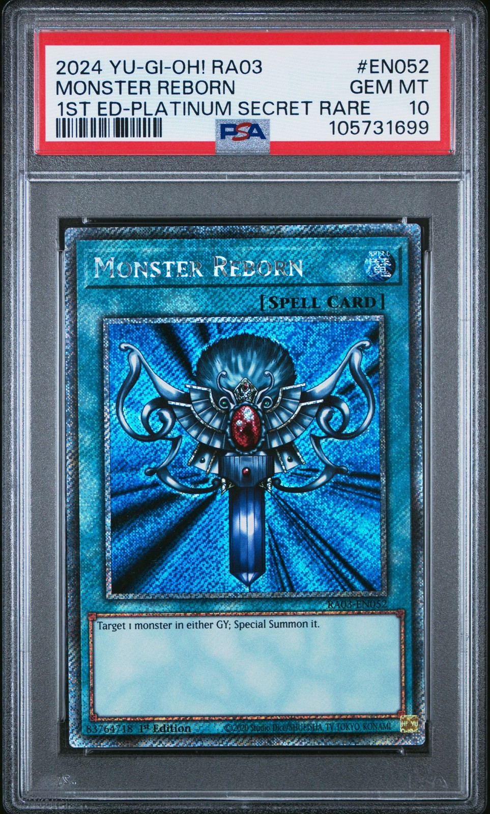 2024 YU-GI-OH! RA03-QUARTER CENTURY BONANZA #EN052 MONSTER REBORN PSA 10