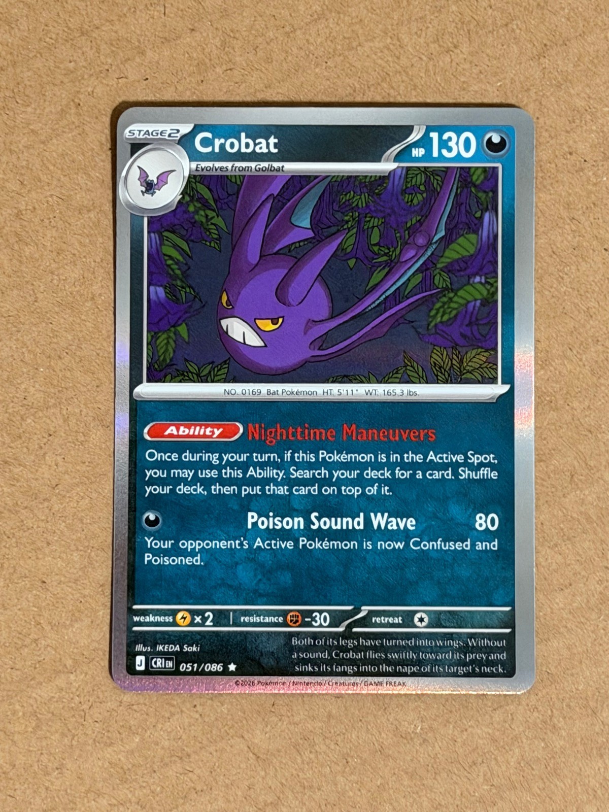 Crobat 051/086 Chaos Rising Pokemon Holo NM IKEDA Saki