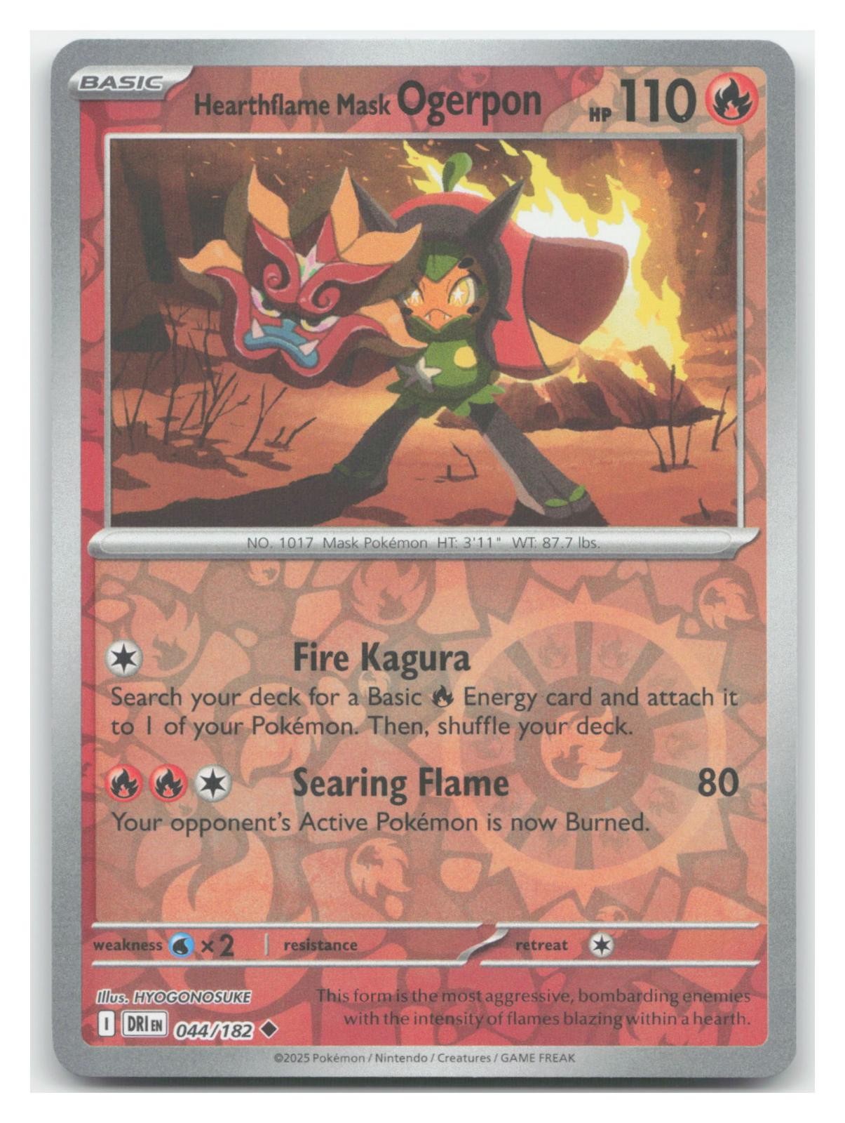 Hearthflame Mask Ogerpon 044 Destined Rivals Reverse Holo 🔥B2G1 Coupon🔥 NM