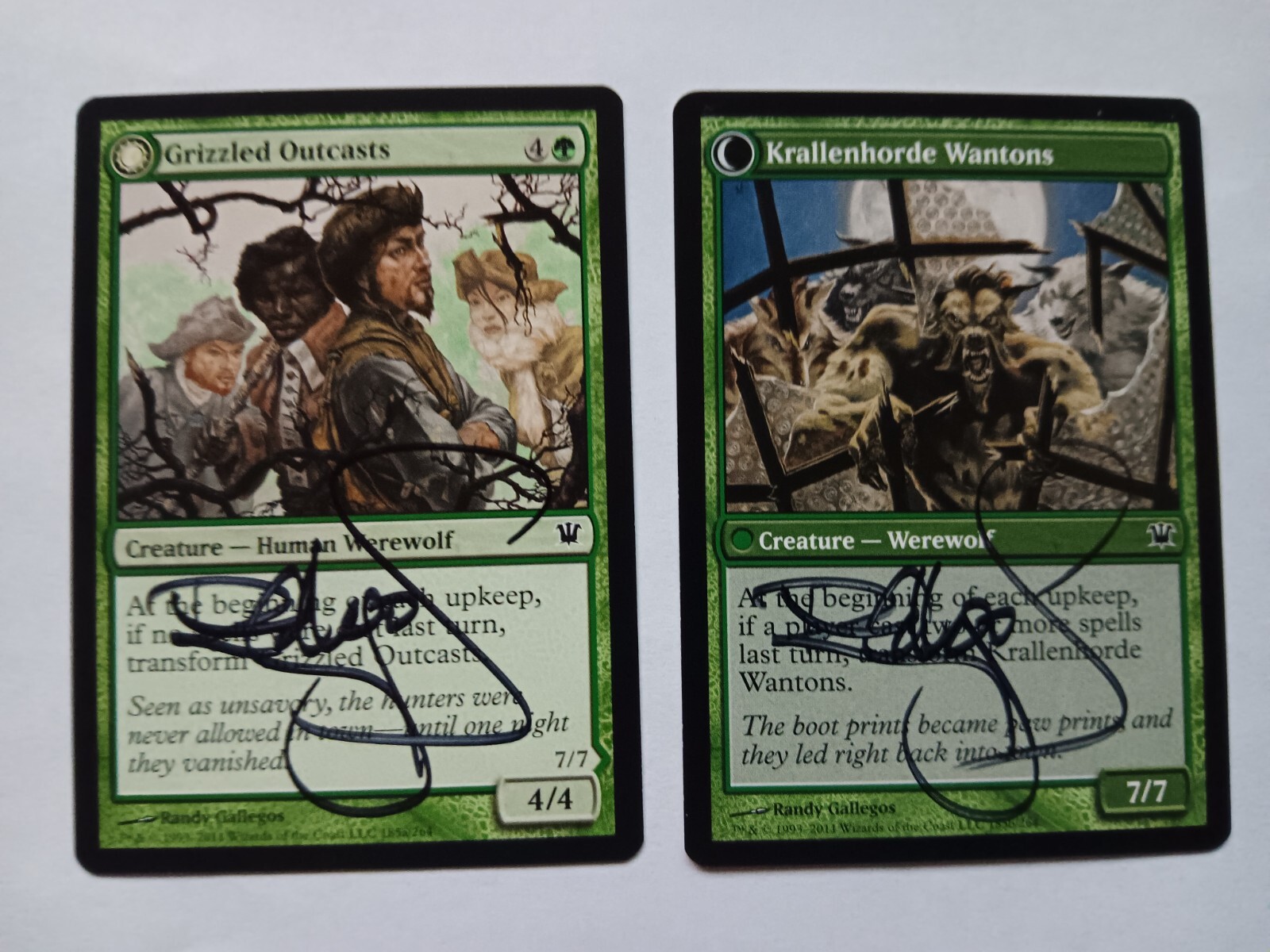 Grizzled Outcast / Krallenhorde Wantons Artist proofs Innistrad Randy Gallegos