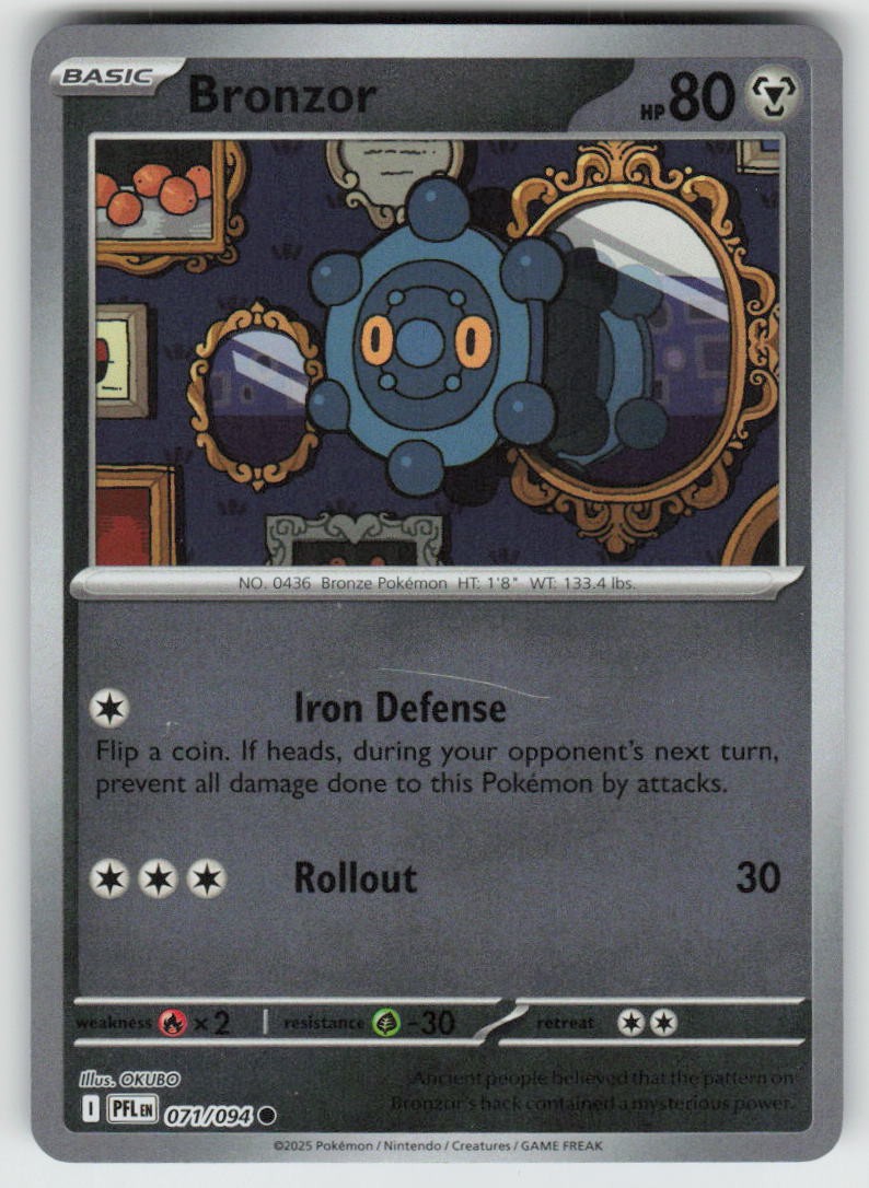 Bronzor 071/094 Common Phantasmal Flames Pokemon Reverse Holo Near Mint
