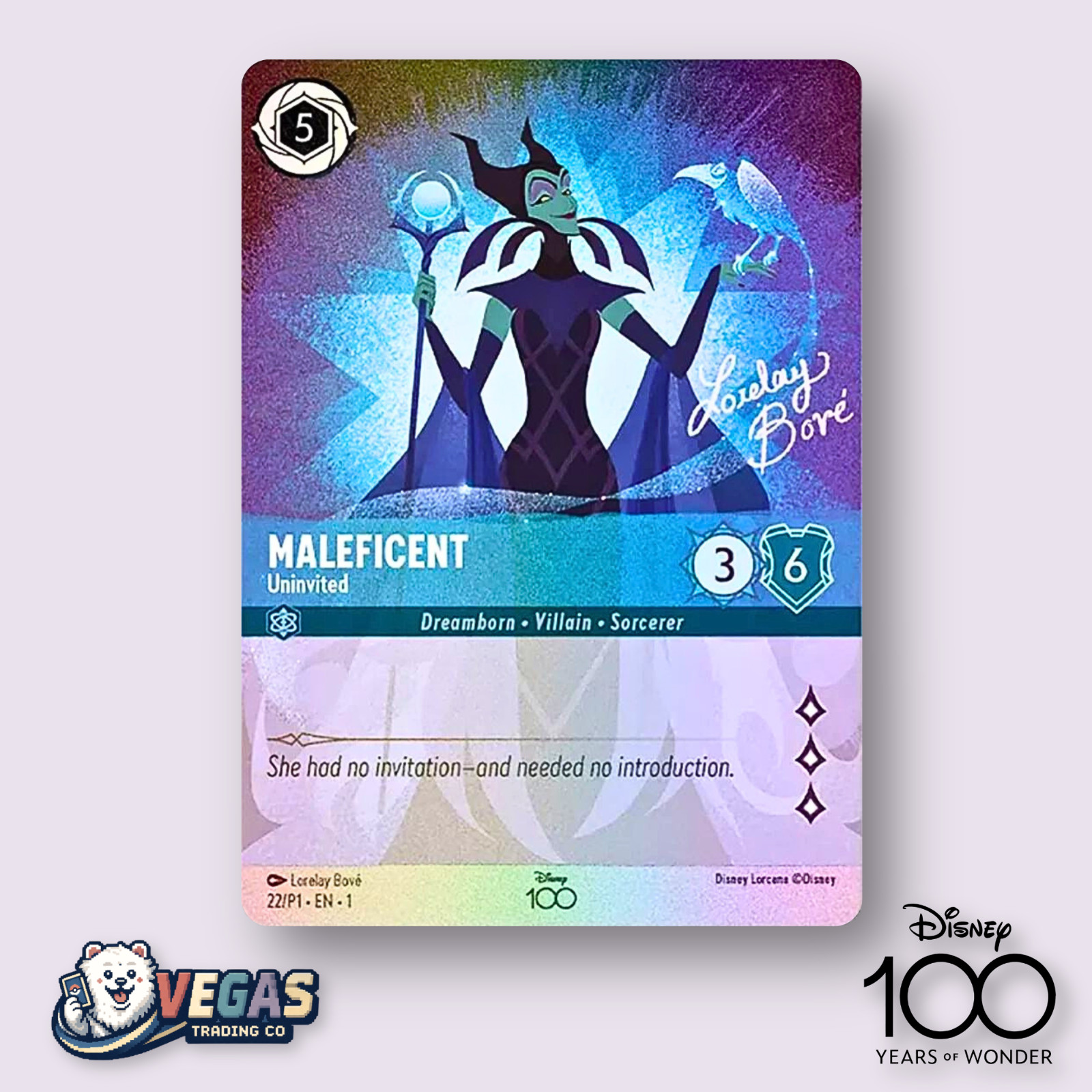 Maleficent Uninvited Alternate Art 22/P1 Disney100 D100 Promo LP Disney Lorcana