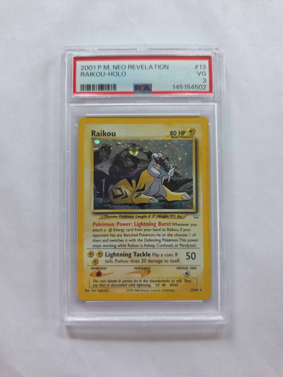 Pokémon TCG Raikou Neo Revelation Holo Rare Card 13/64