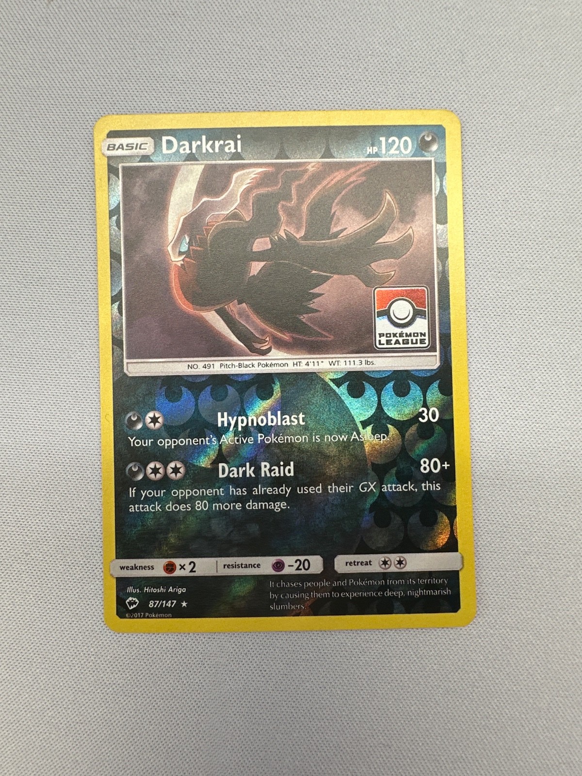 Darkrai 87/147 Reverse Holo Pokemon League Stamped Promo Nintendo Pokémon Card