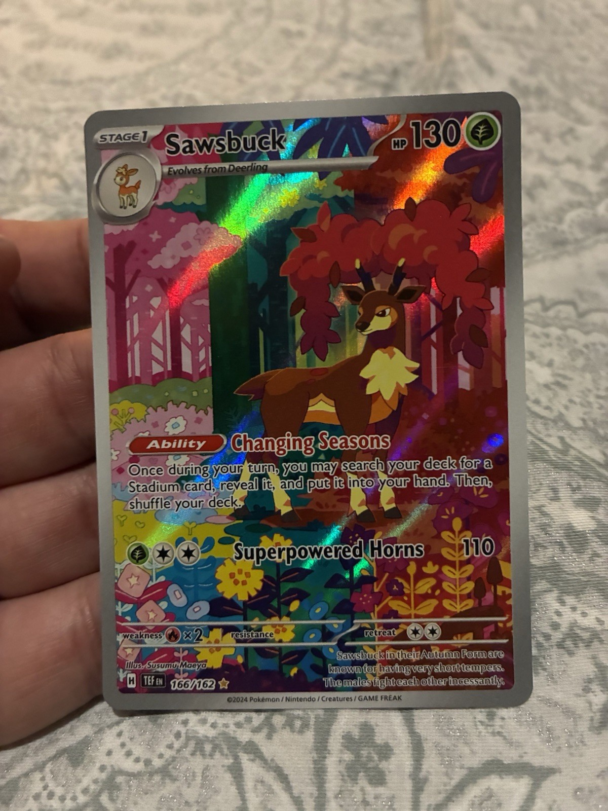 Sawsbuck 166/162 Illustration Rare Temporal Forces Pokemon Holo NM