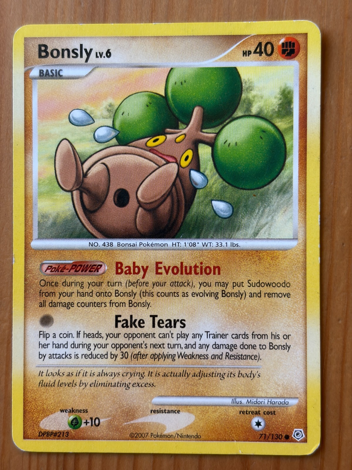 Bonsly 71/130 Regular Common MP – Diamond & Pearl 2007 – Pokemon TCG