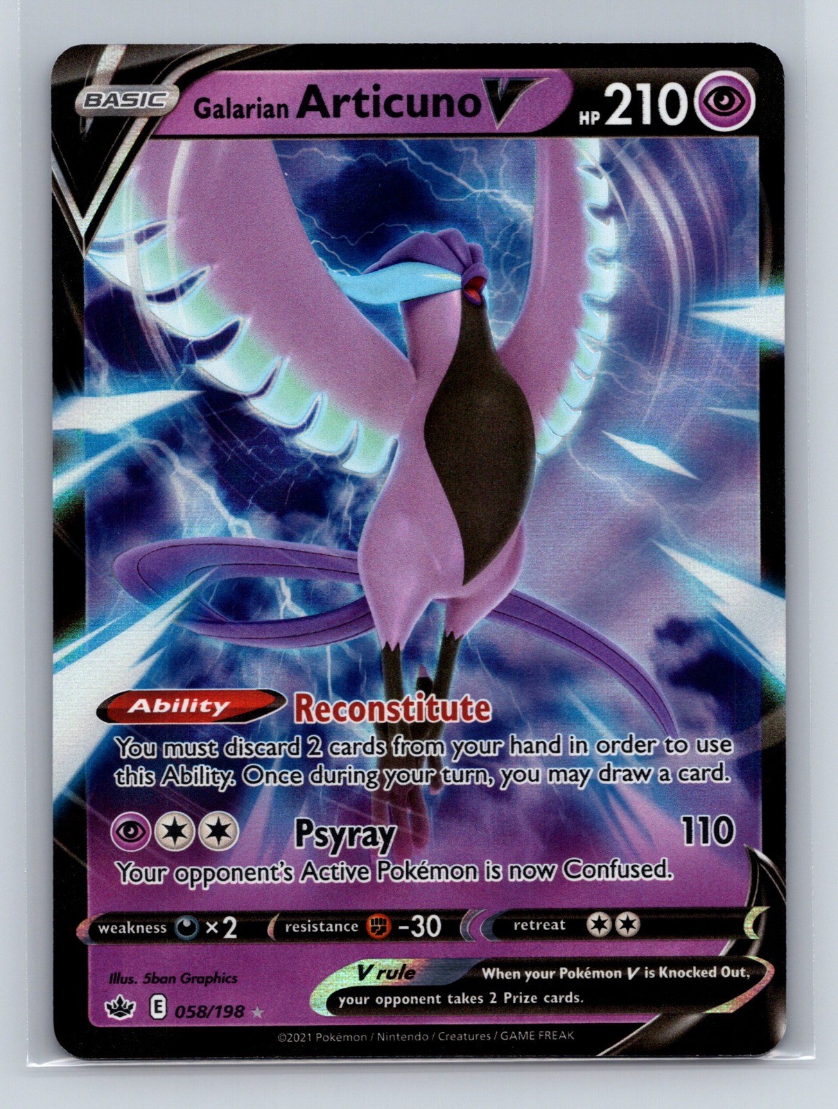 Galarian Articuno V 058/198 SWSH06: Chilling Reign Ultra Rare Holo LP