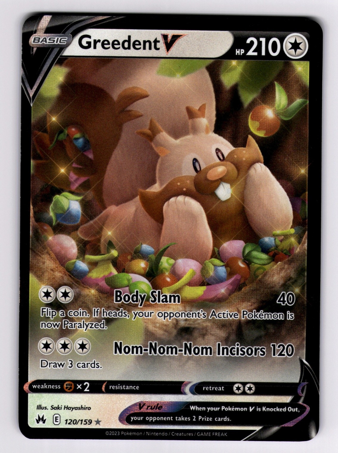 Greedent V 120/159 Crown Zenith 2023 Pokemon LP-NM Saki Hayashiro
