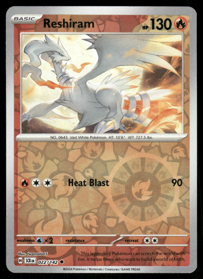 Reshiram 22/142 – Stellar Crown – Reverse Holo Uncommon NM