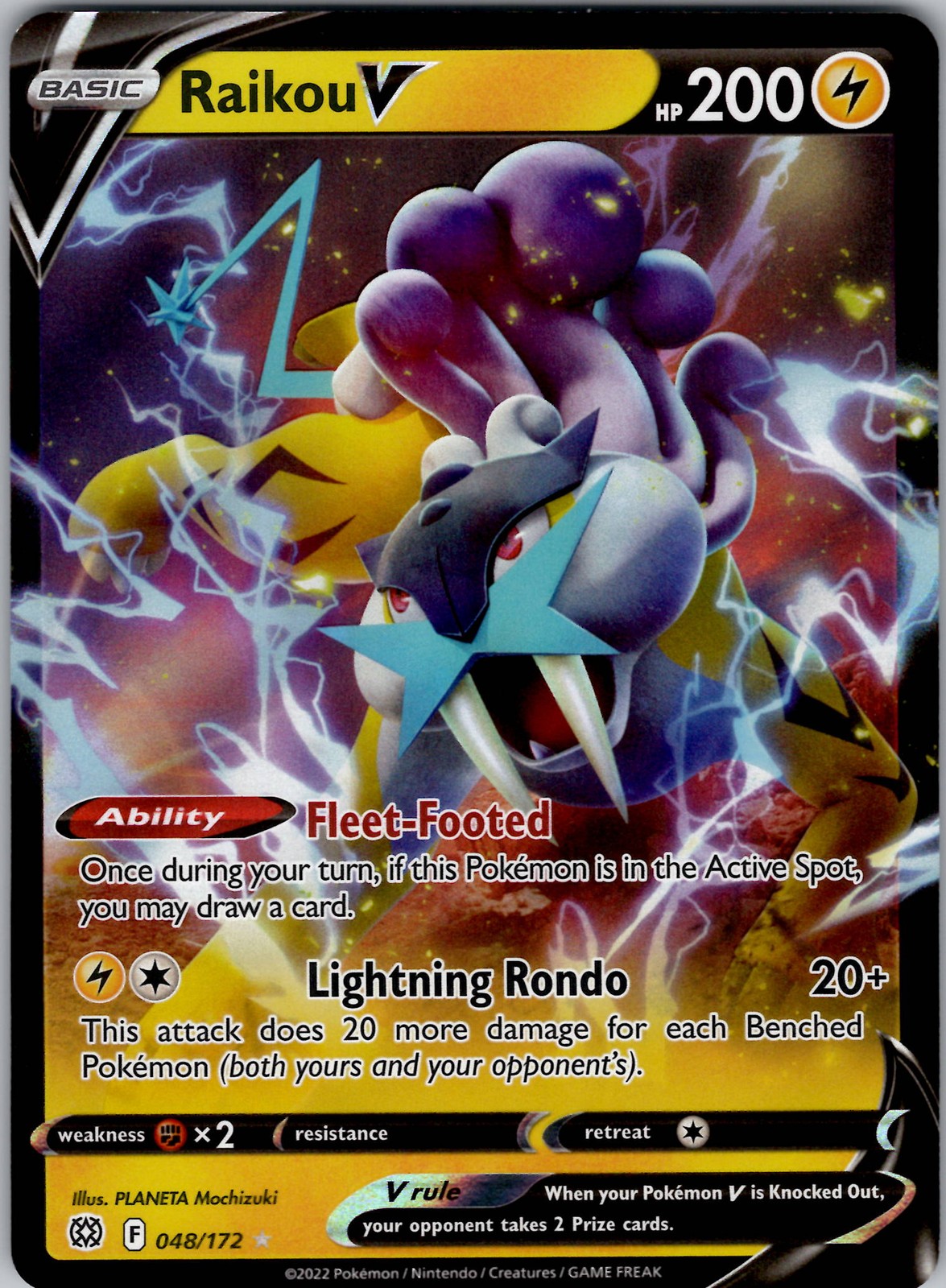 Raikou V Ultra Rare SWSH09: Brilliant Stars 048/172 NM Holo