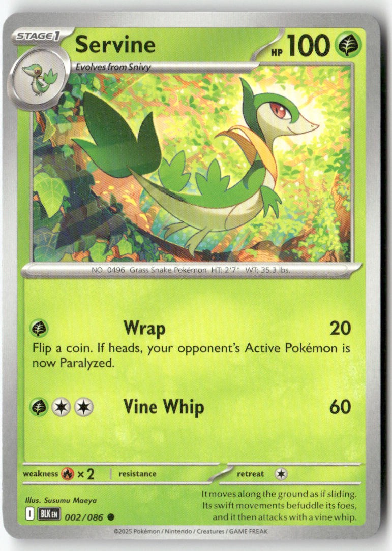 Servine 002/086 Black Bolt Common Pokemon Susumu Maeya