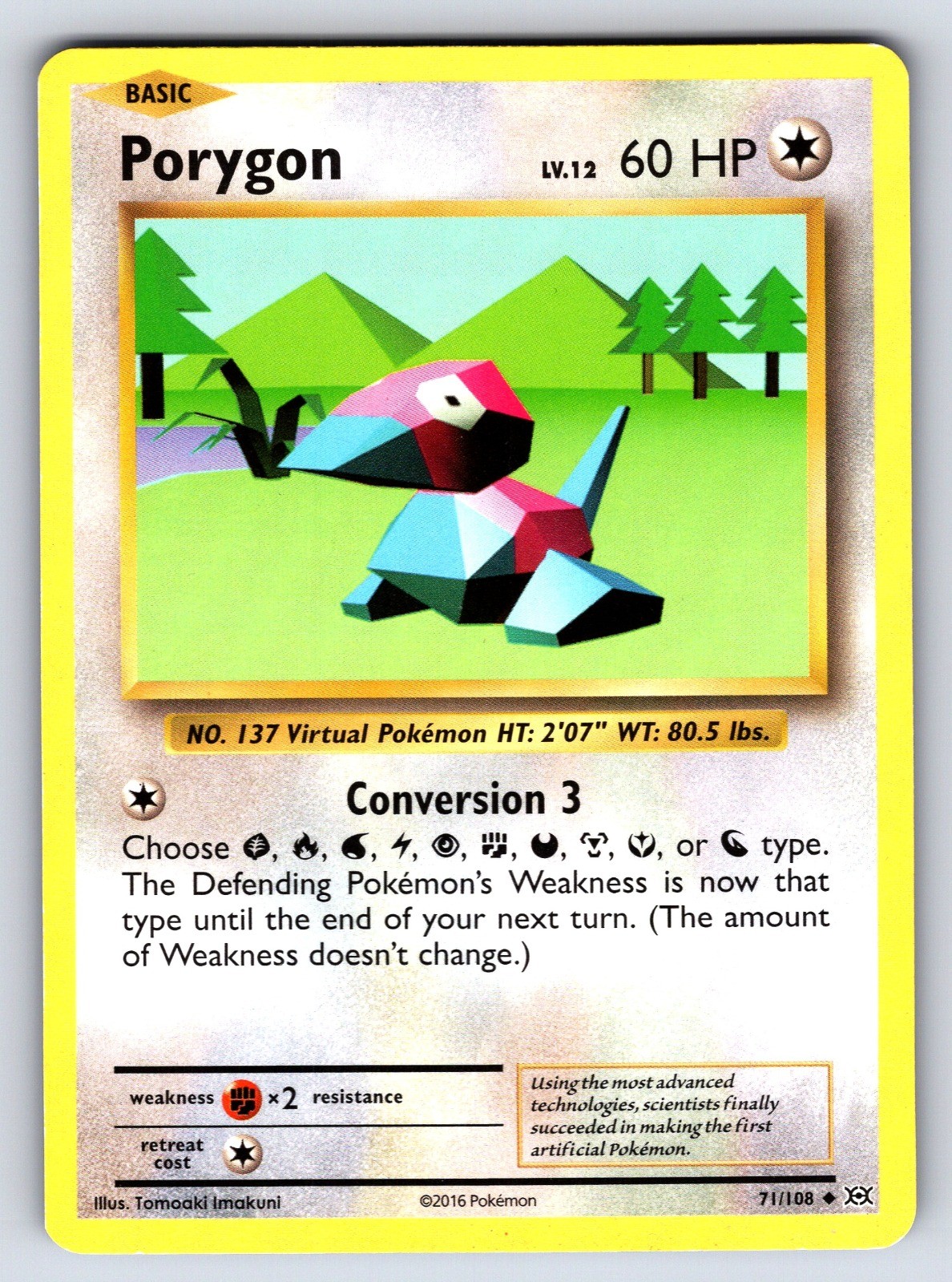 Porygon 71/108 Evolutions Uncommon Pokemon TCG Tomoaki Imakuni MP