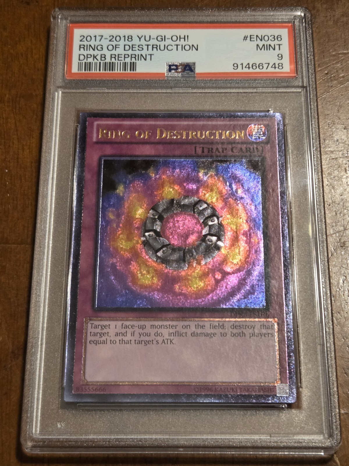 PSA 9 Ring of Destruction (UTR) DPKB-EN036 Ultimate Rare Duelist Pack Kaiba 2017