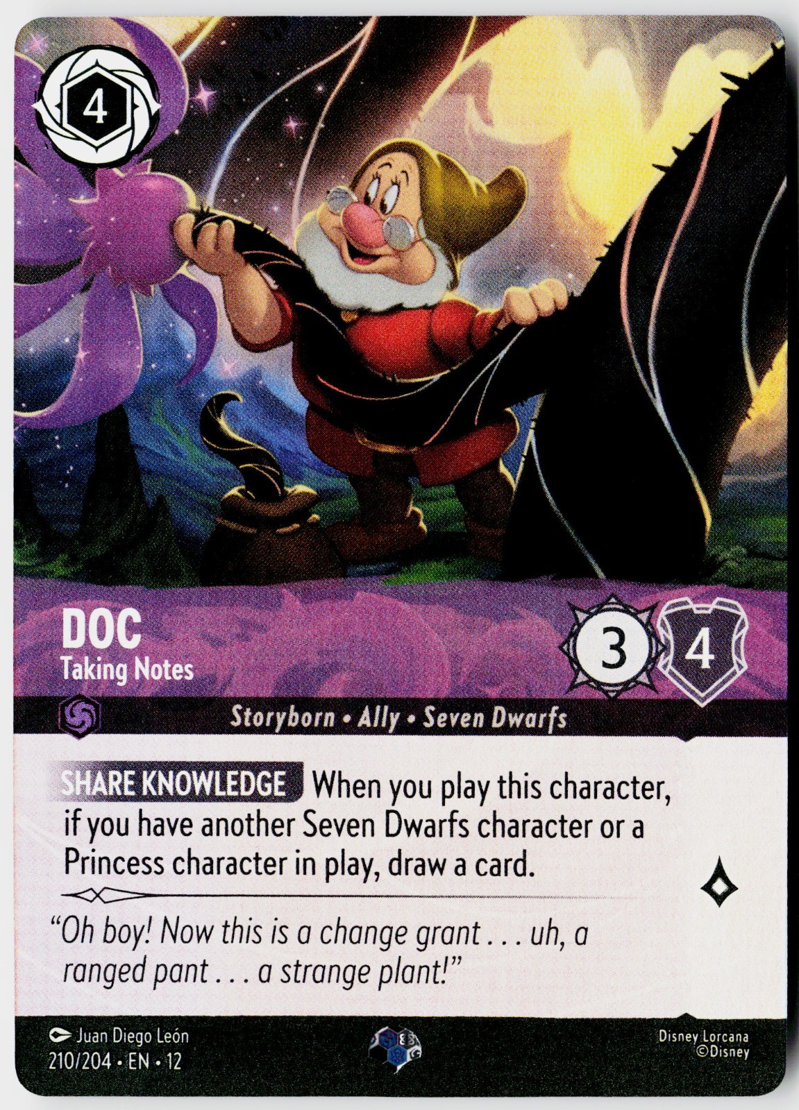 Doc – Taking Notes (Epic) 210/204 Epic Wilds Unknown Lorcana Holo NM