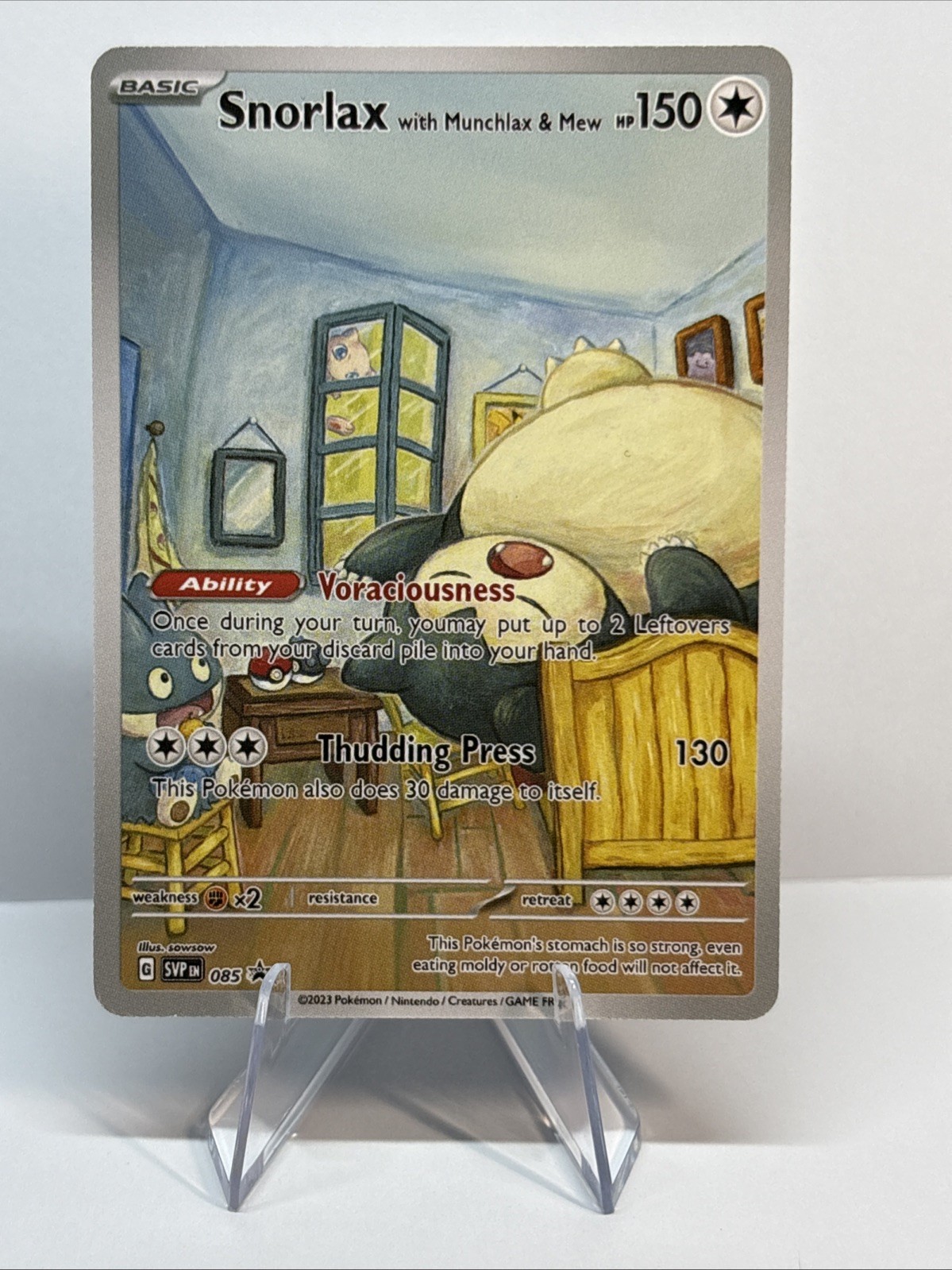 Snorlax with Munchlax & Mew Pokemon Van Gogh Pika Art Promo Card Non TCG